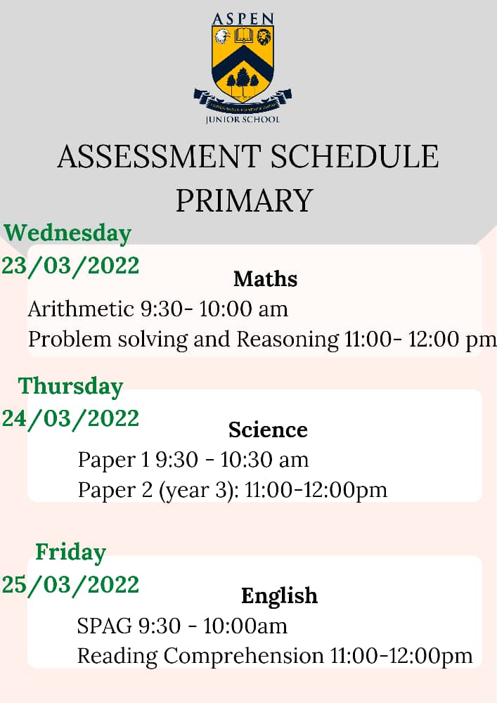 Assessment Schedule for Primary
